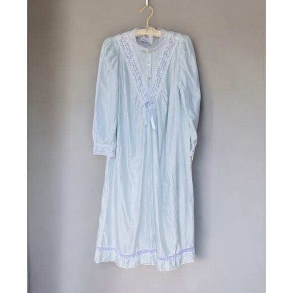 Vtg New Willow Creek Nightgown Cottagecore Romantic Prairie Nylon Cotton Lace Md